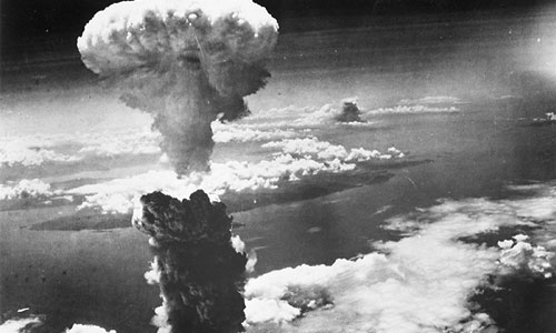 Atomic bomb from 1945 mid explosion. 